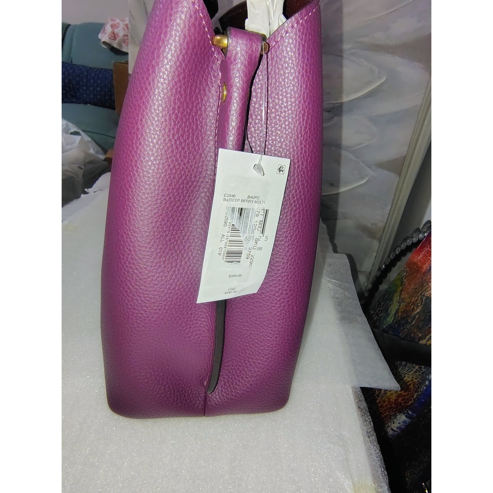 NWT Coach Willow Shoulder Bag Deep Berry Pebble Leather C2590 Crossbody Purple - Picture 9 of 11